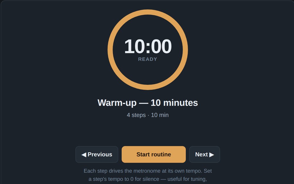 Fretwork practice routine timer